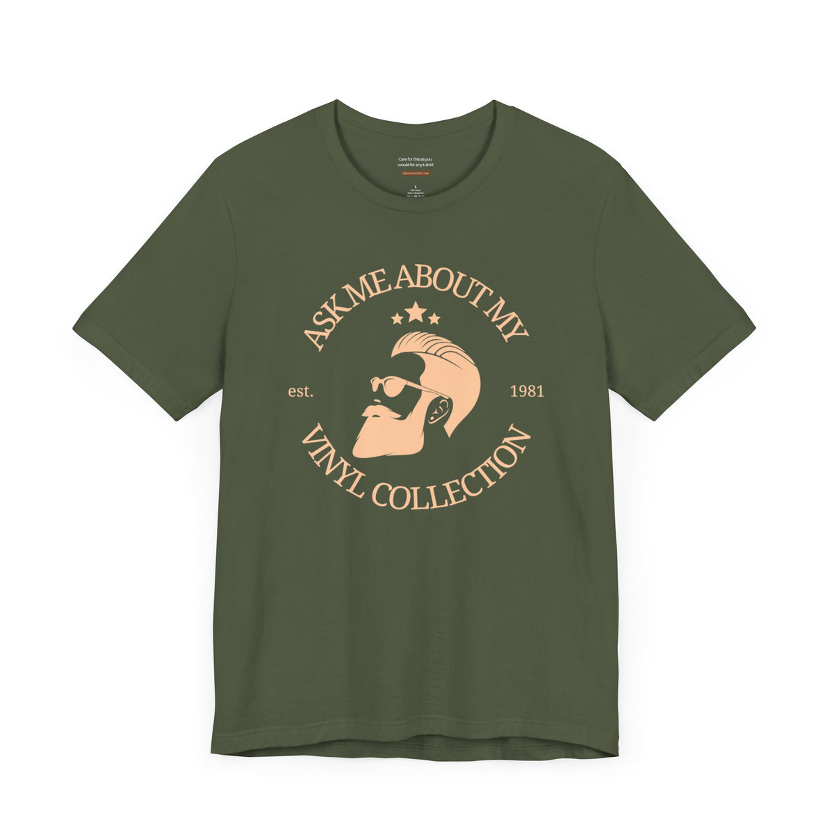Unisex t-shirt with "Ask me about my vinyl collection" print