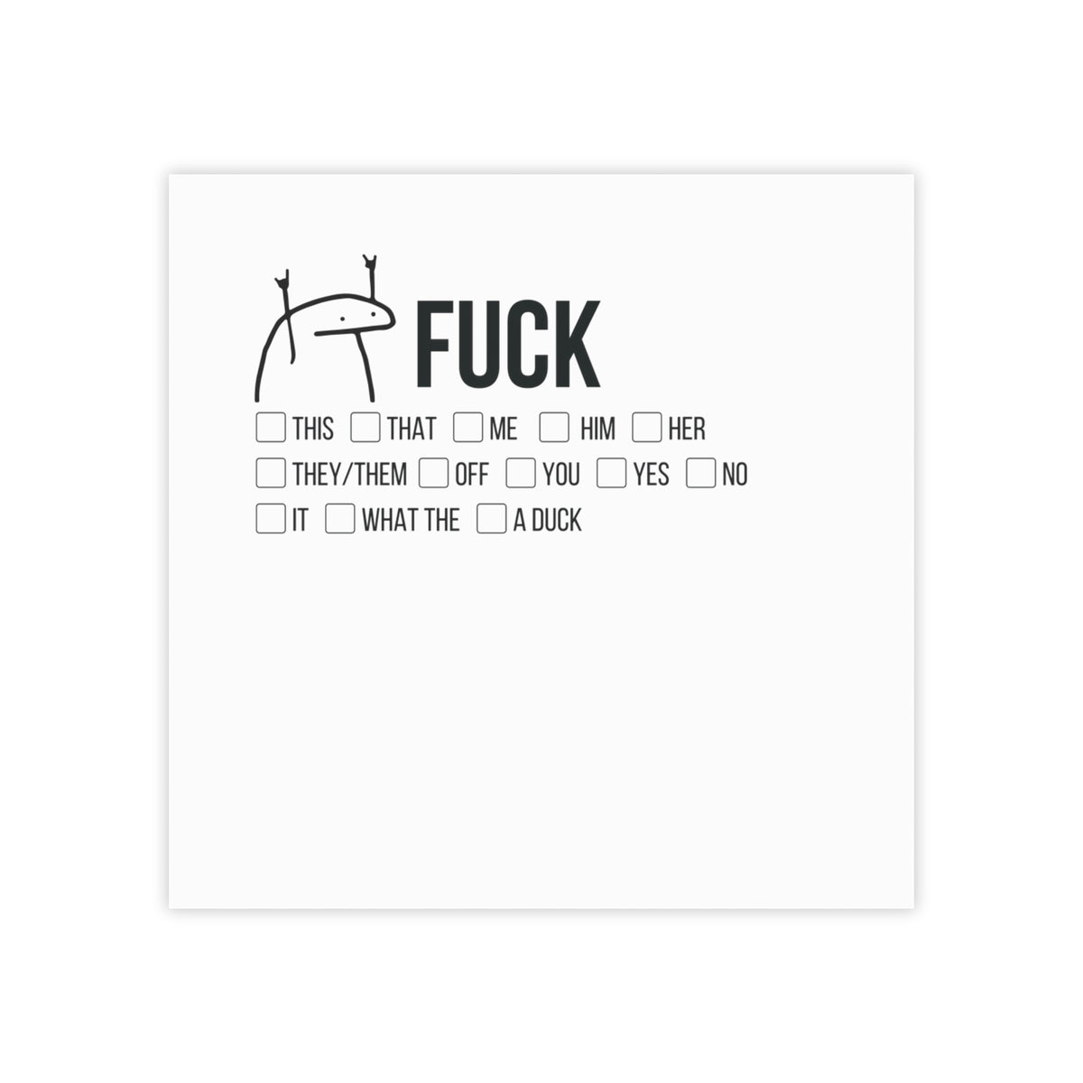 Post-it note pad with "F-bomb dropper" print