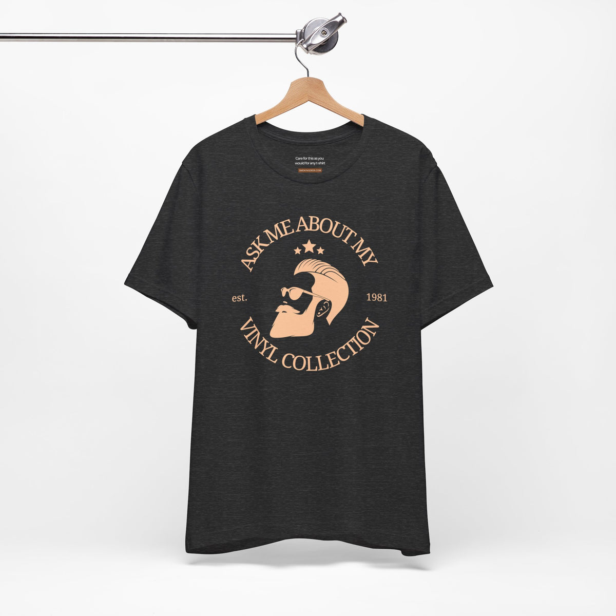 Unisex t-shirt with "Ask me about my vinyl collection" print