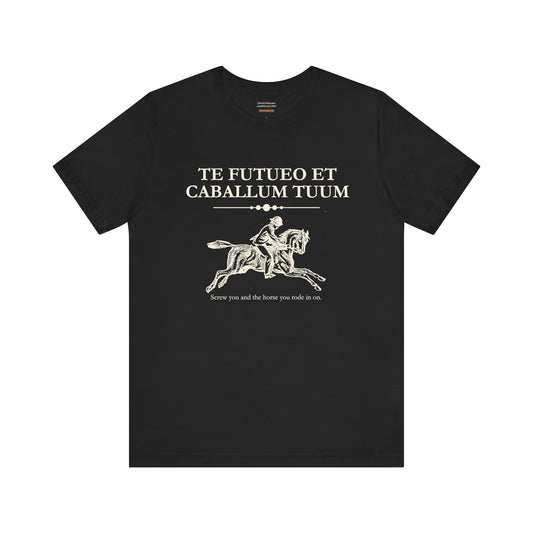 Unisex t-shirt with "..and the horse you rode in on" print