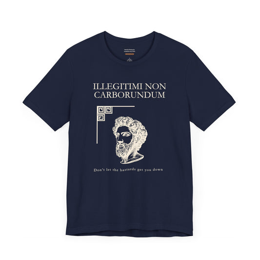 Unisex t-shirt with "Don't let the bastards get you down" print
