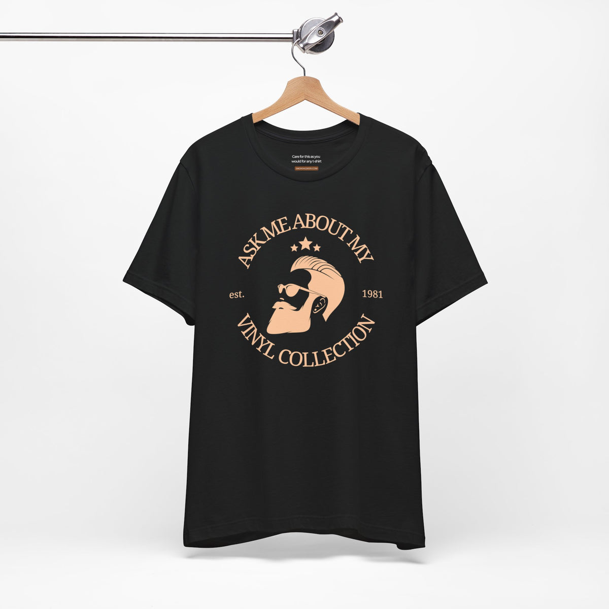 Unisex t-shirt with "Ask me about my vinyl collection" print