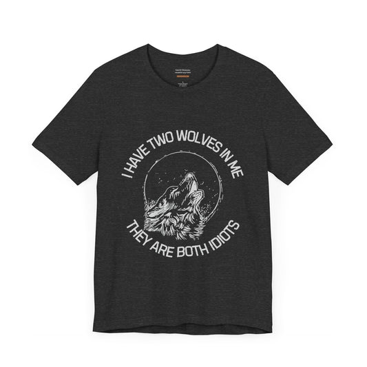 Unisex t-shirt with "Two idiot wolves" print